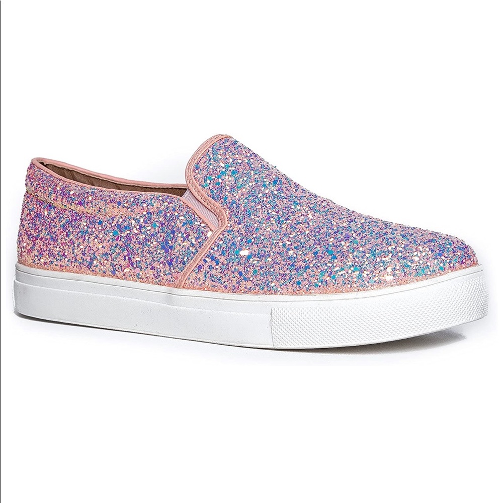Sparkle Slip-On Sneakers in Pink Glitter